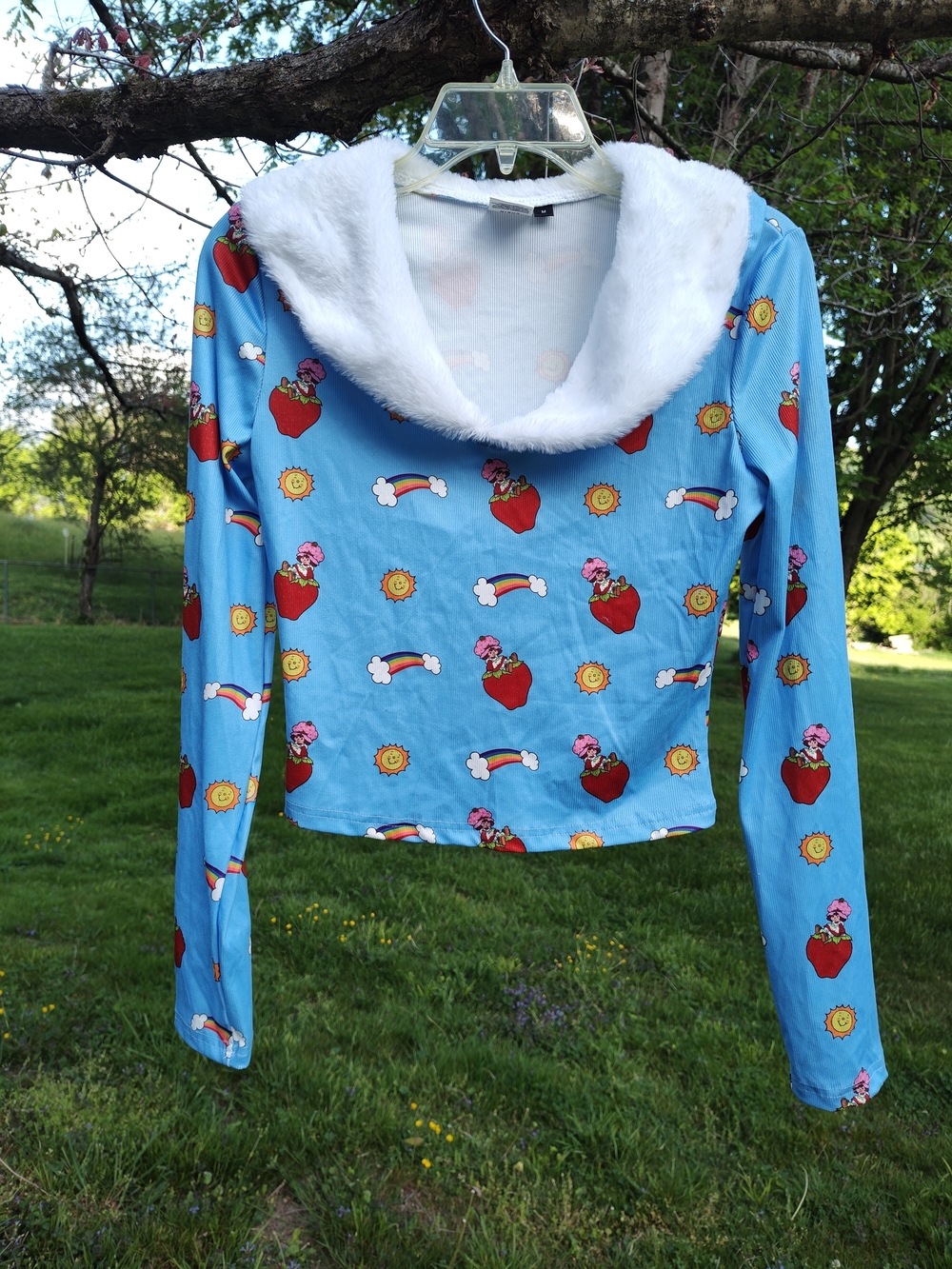 Blue Long Sleeve Strawberry Shortcake with White Faux Fur Collar